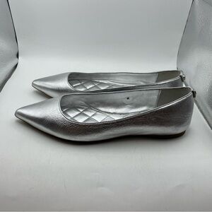 Michael Kors Silver Pointed-Toe Women's Ballet Flats